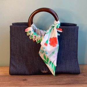Kate Spade Ridgefield Street Katarina Colorful Scarf Wood & Denim Bag